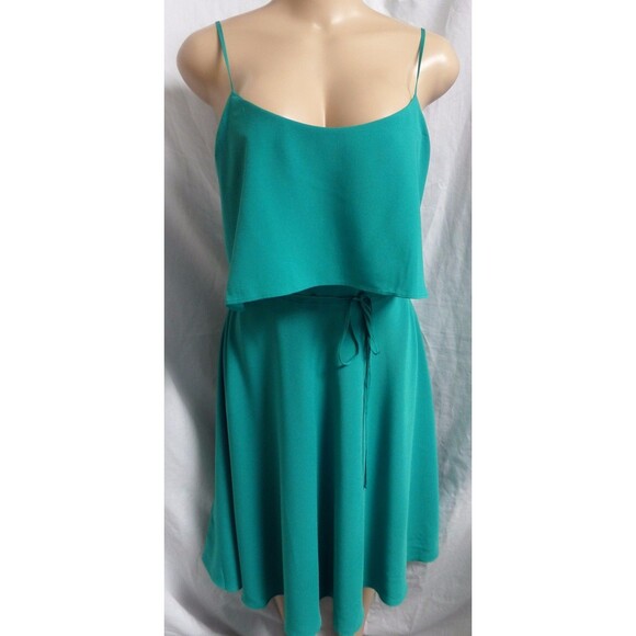 ANN TAYLOR SEA GREEN OVERLAY TOP CAREER CASUAL A LINE DRESS SIZE: 4P NWT $120 - Picture 3 of 8